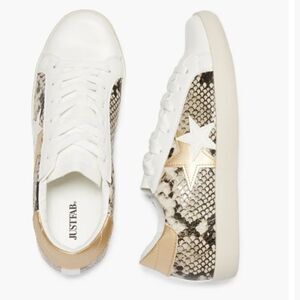 Justfab‎ Zaylee Snakeskin Sneakers Goldsnake 6 Nwt in packaging